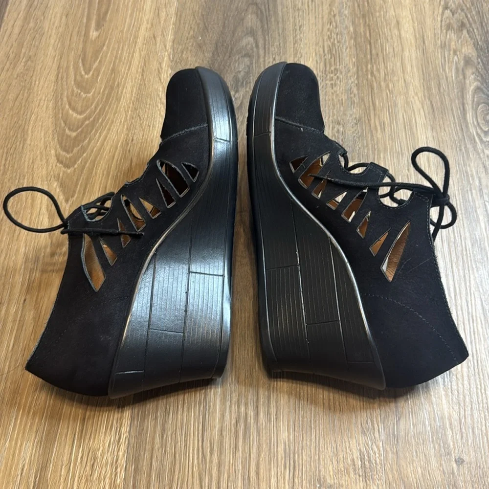 Abeo Women's Bio Kamela AK150 Black Suede Leather Comfort Wedge Heels Size 9.5 N - Picture 7 of 10